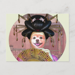 Fox Is A Geisha With A Fan Postcard