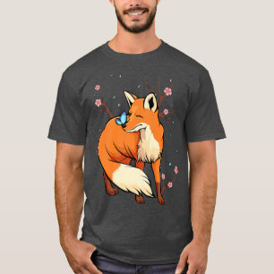 Fox Japanese Cherry Blossom Flower Vintage Sakura  T-Shirt