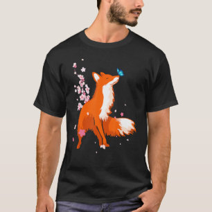 Fox Japanese Culture Cherry Blossom Women Men T-Shirt