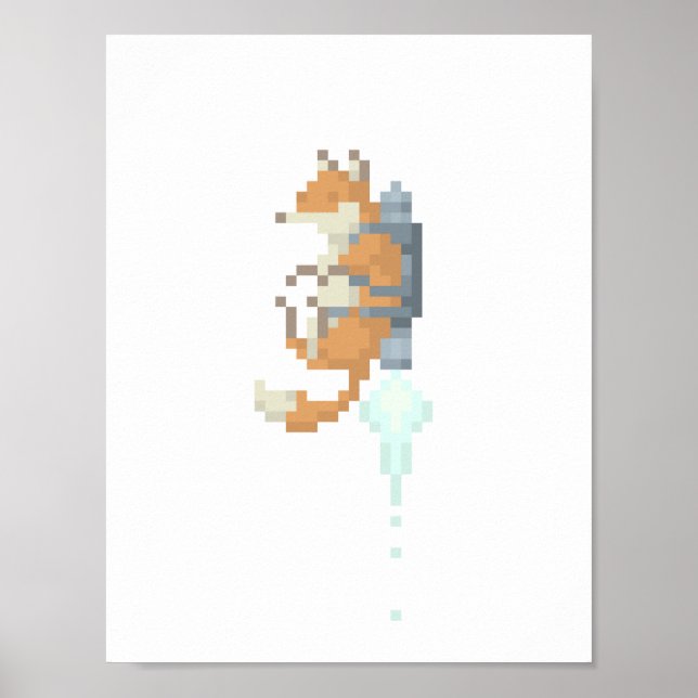 Fox Jetpack Pixel Art Poster (Front)