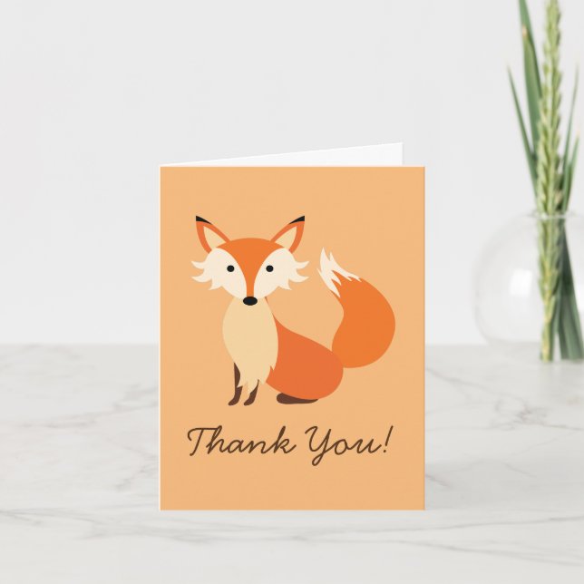 Fox Kid Cute Woodland Animal Thank You Stationary Note Card (Front)
