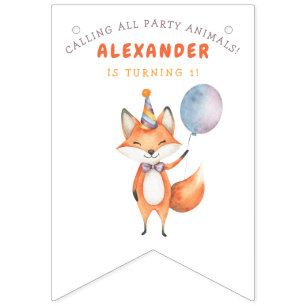 Fox Kids Birthday Party  Bunting