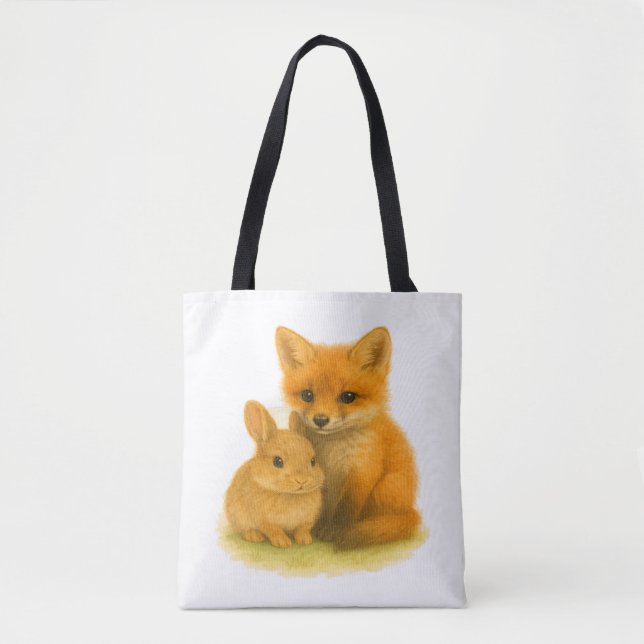Fox Kit & Bunny Buddies Tote Bag (Front)