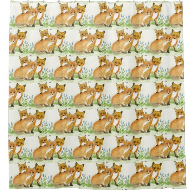 Fox Kits Shower Curtain (Front)