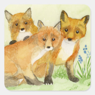 Fox Kits Square Sticker