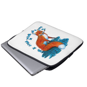 Fox Kitsune Surreal Butterfly Fantasy Dreamscape Laptop Sleeve