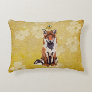 Fox & Little Gold Bird Pillow