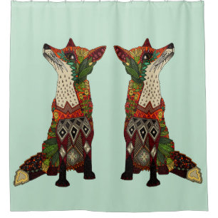 fox love mint shower curtain