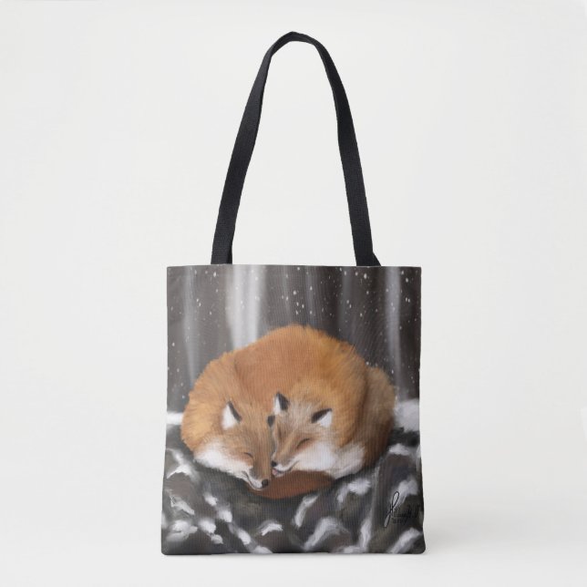 Fox Love on Stone Haven Tote Bag (Front)