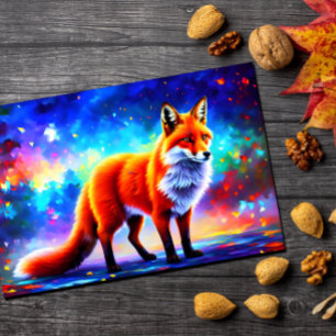 Fox lovely decor colourful redhead animal art postcard