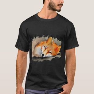 Fox Lover Sleeping Fox Watercolor Drawing Cute Lit T-Shirt
