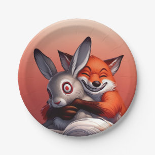 Fox Loves Rabbit Paper Plate