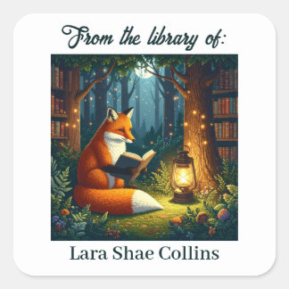 Fox Magical Forest Library From the library of Square Sticker
