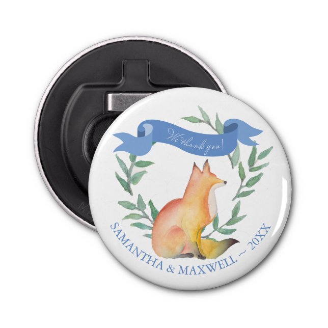 Fox Magnetic Baby Shower Favour Bottle Opener (Front)