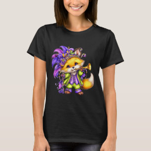 Fox Mardi Gras Nola Mask Beads Cute Kids Boys Girl T-Shirt