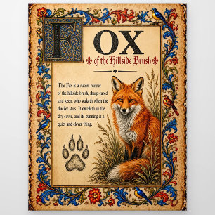 Fox, Mediaeval Bestiary Art Postcard