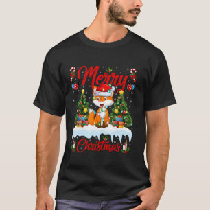 Fox Merry Christmas Tree Lighting Santa Fox Xmas T-Shirt
