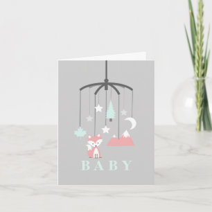 Fox Mobile Modern Girl Baby Shower Invitation