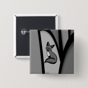 Fox Modern Art Design in Silver 15 Cm Square Badge