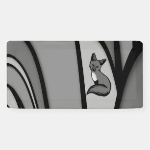 Fox Modern Art Design in Silver Banner