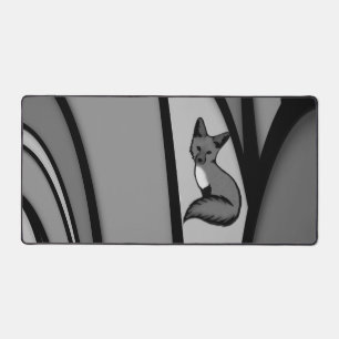 Fox Modern Art Design in Silver Desk Mat