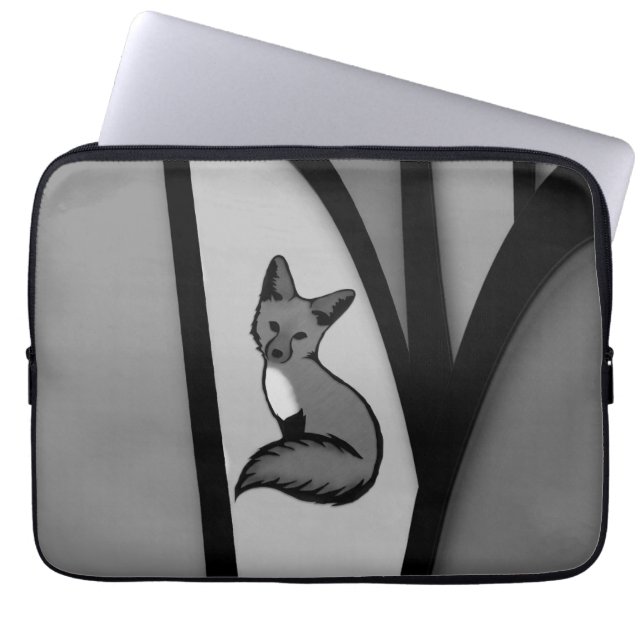 Fox Modern Art Design in Silver Laptop Sleeve (Front)
