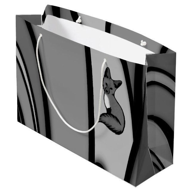 Fox Modern Art Design in Silver Large Gift Bag (Back Angled)