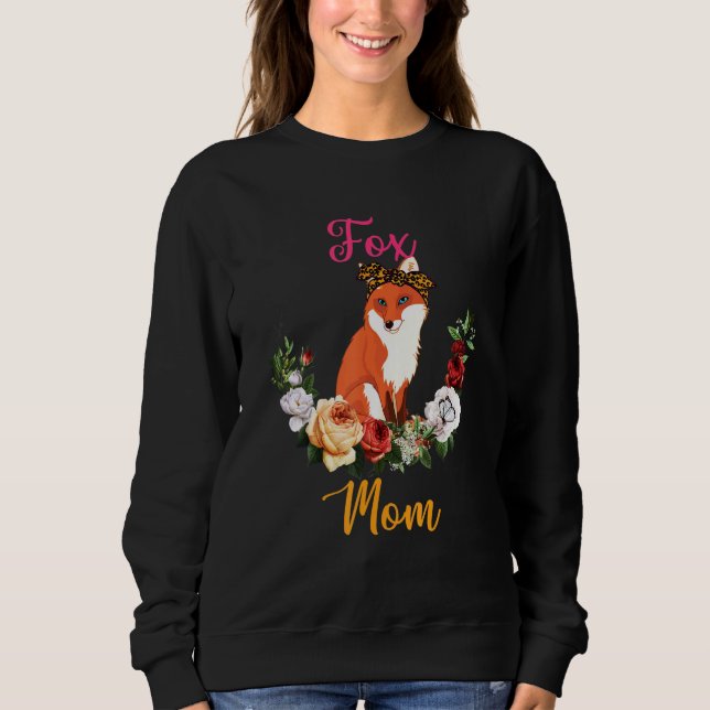 Fox Mom Floral Fox Bow Tie Lover Mother's Day Sweatshirt (Front)