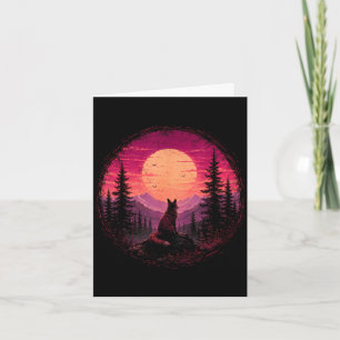 Fox moon forest mountain wilderness nature card