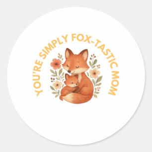 Fox Mum Mother's Day Classic Round Sticker