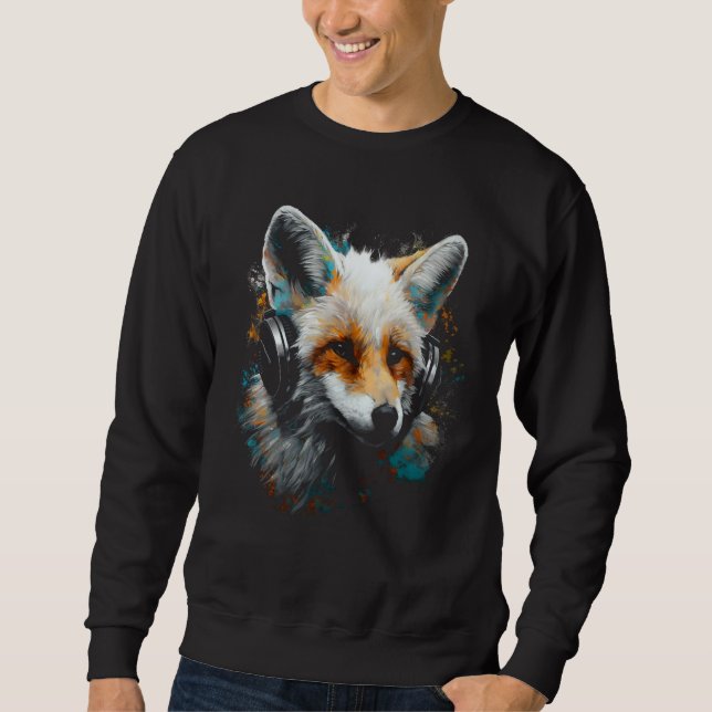 Fox Music  Animal Headphones Fox Sweatshirt (Front)