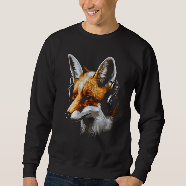 Fox Music Headphones Animal Fox Sweatshirt (Front)