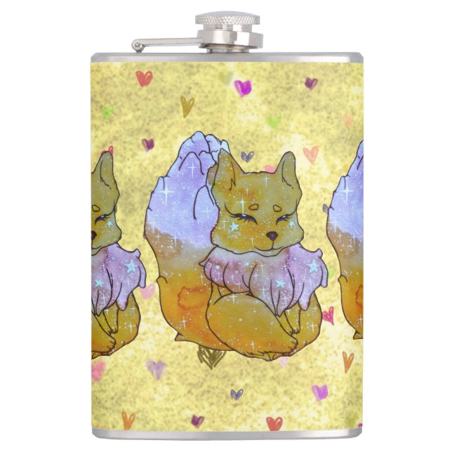 Fox named Dice Hip Flask (Front)