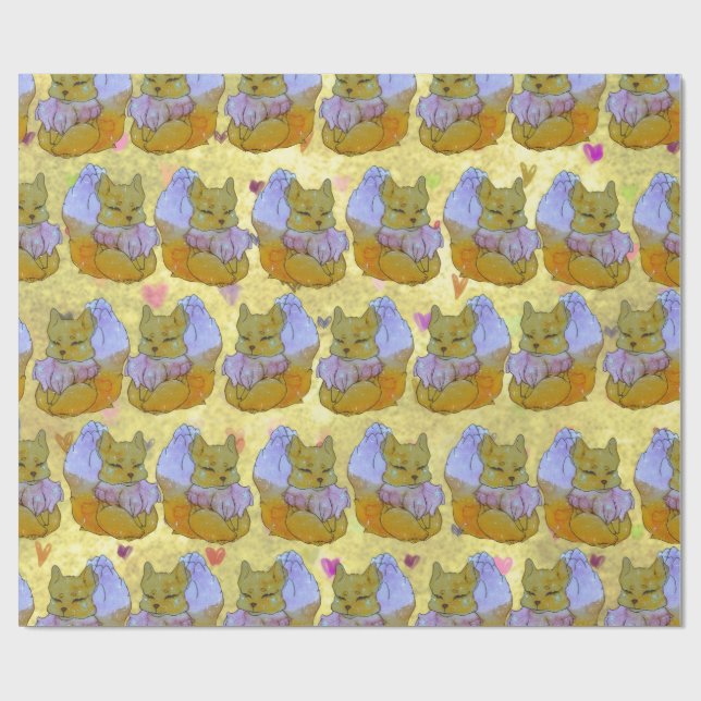 Fox named Dice Wrapping Paper (Flat)