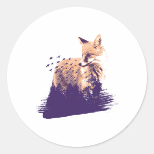 Fox Nature Forest Outdoor Camping Hiking Camper Gi Classic Round Sticker
