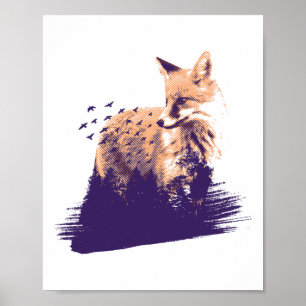 Fox Nature Forest Outdoor Camping Hiking Camper Gi Poster