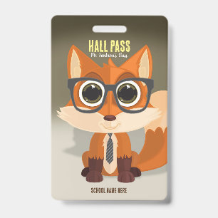 Fox Nerd Hall Pass Badge ID Badge