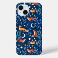 Fox Night Forest Celestial Seamless Pattern