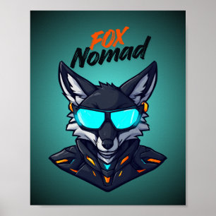 Fox Nomad Cyberpunk Mecha Neon Gaming Poster