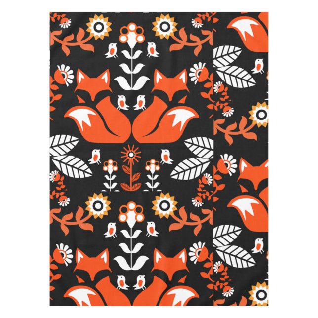 Fox Nordic Scandinavian Folk Art      Tablecloth (Front)