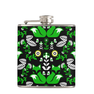 Fox Nordic Scandinavian Folk Art Tablecloth Hip Flask