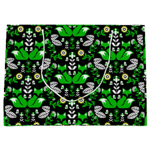 Fox Nordic Scandinavian Folk Art Tablecloth Large Gift Bag