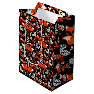 Fox Nordic Scandinavian Folk Art Tablecloth Medium Gift Bag