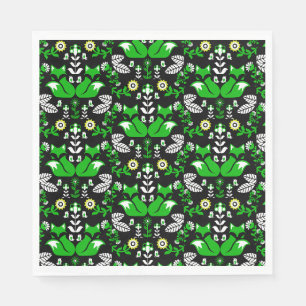 Fox Nordic Scandinavian Folk Art Tablecloth Napkin