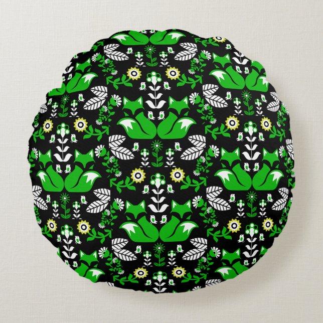 Fox Nordic Scandinavian Folk Art     Tablecloth Round Cushion (Front)
