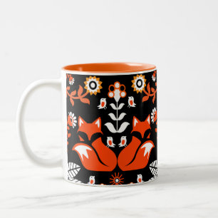 Fox Nordic Scandinavian Folk Art      Tablecloth Two-Tone Coffee Mug