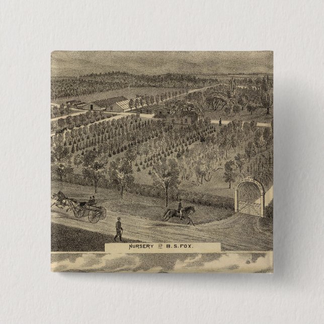 Fox nursery, res, orchard 15 cm square badge (Front)