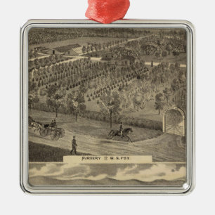 Fox nursery, res, orchard metal ornament