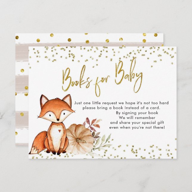 Fox Oh Boy Fall Pumpkin Books for Baby Baby Shower Invitation Postcard (Front/Back)