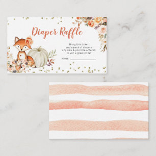 Fox Oh Girl Fall Pumpkin Baby Shower Diaper Raffle Enclosure Card